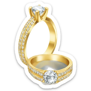 Gold wedding ring one big Diamond  sticker