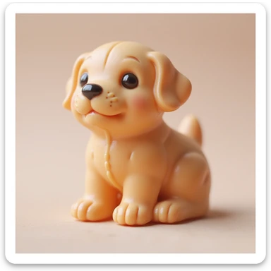 realistic candy shaped like a cute puppy, photorealistic style sticker