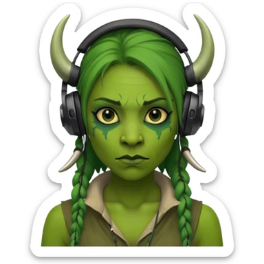ork  woman with headphones sticker