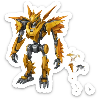 mechanical spiky Medabot-raptor-dragon-Bionicle-mecha full body sticker