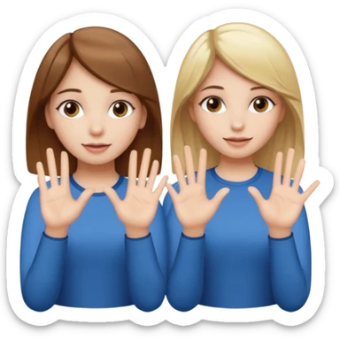 Two girls saying six seven one with brown hair. And doing hand movements  white skin six seven SAYING SIX SEVEN ONE WITH BLOND HAIR  sticker