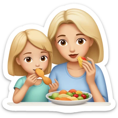 Mutter und Tochter am Essen sticker