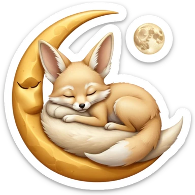 fennec sleeping on a moon sickle  sticker