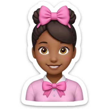 Make a black girl emoji with a bun and a pink bow sticker
