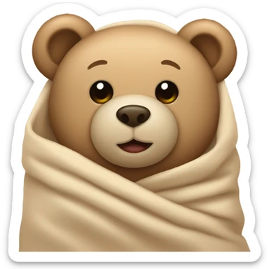teddy bear in a beige blanket sticker