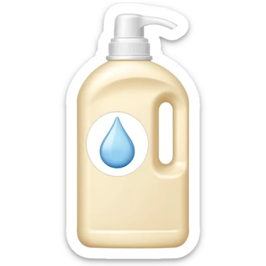 detergent bottle, cream colored, white cap sticker