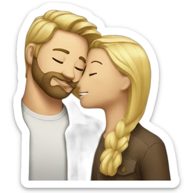 Man with beard kissing a man with blonde bear sticker