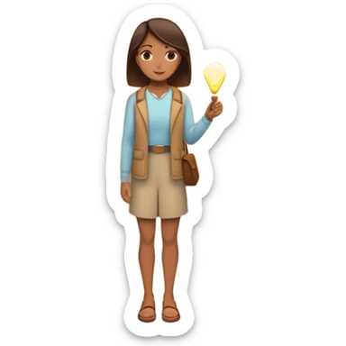 woman standing in front of a long road, looking forward with confidence—behind her, multiple closed doors symbolizing rejection, but one door ahead is glowing, representing the path forward. In her hand, she holds a small bright light, symbolizing her knowing—her guide. sticker