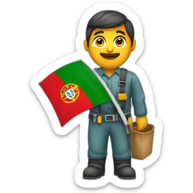 Portugese worker whit flag sticker
