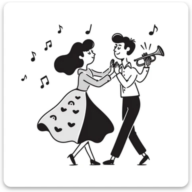 Colombian salsa dancing couple with musical notes, trumpet, and Colombian flag colors sticker