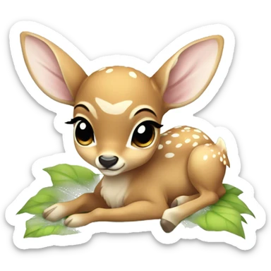 baby deer laying down with fairy wings sticker