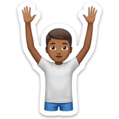 Boy doing 67 with hands in the air sticker