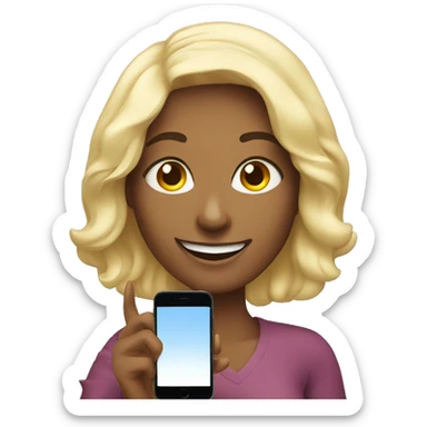 smiling woman with phone selfie sticker