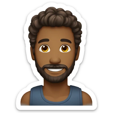 homme, cheveux brun,  lunnette ,souriant , yeux marron , barbe sticker