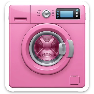 
pink washing machine mid-cycle with clothes tumbling inside sticker