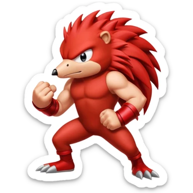 Sonic the hedgehogs friend knuckles a red animal  sticker