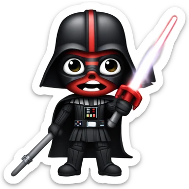 Darth Vader with a saber staff like Darth maul has sticker