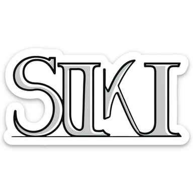 connected flowing BLK letters with silver outline, where all letters are joined together in one continuous design sticker