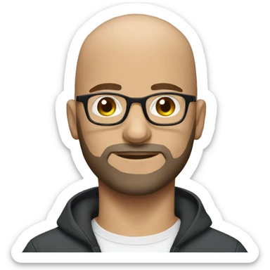 Bald guy with glasses and beard in a professional look  sticker