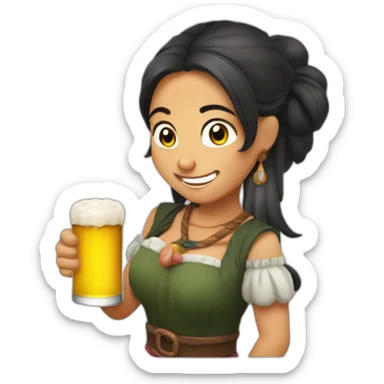 bruja bebiendo jarra cerveza sticker