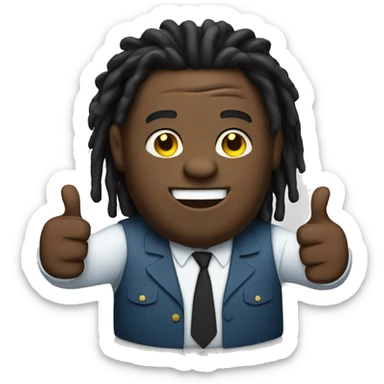 Black fat head man with dreads and holding a thumbs up sticker