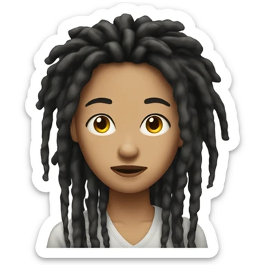 Close up Light skin woman bad hair day black dreads sticker