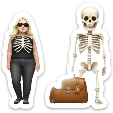 Very very very fat skeleton with a birkin bag sticker