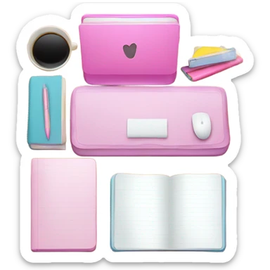 Pink table for homework  sticker