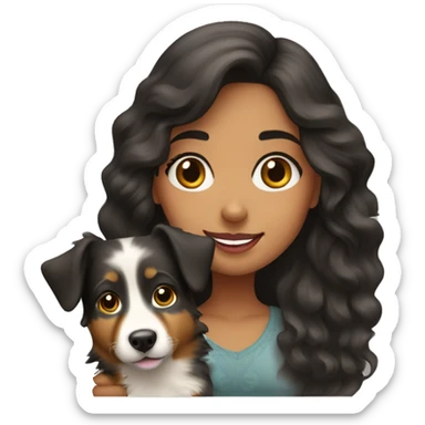 Pretty Hispanic girl and her Australian shepherd dog sticker