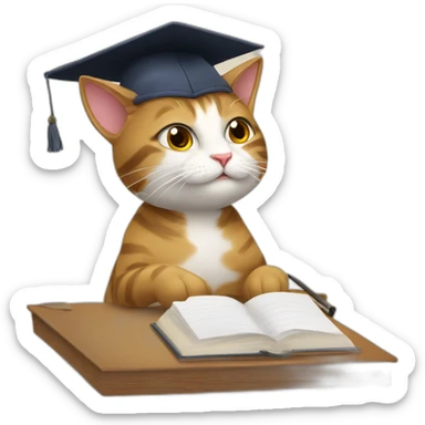 cat studing for english exam sticker