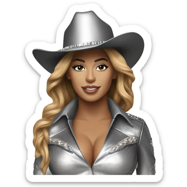 Beyoncé wear in silver cowboy on discoball horse sticker