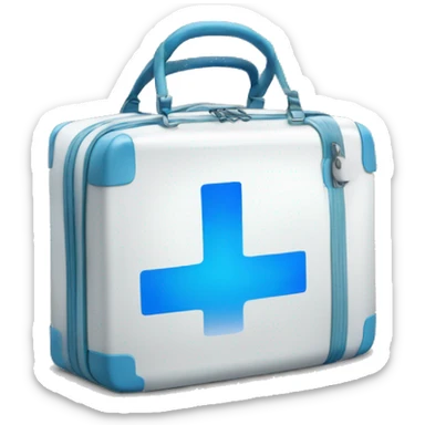 medical bag with blue plus sign sticker