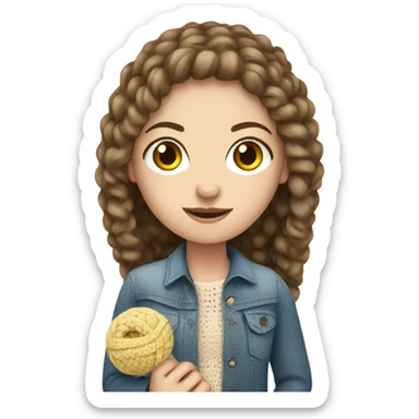 white girl with a crochet in her hand sticker