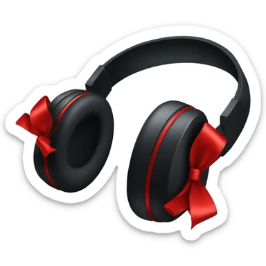 black headphones with red bows sticker