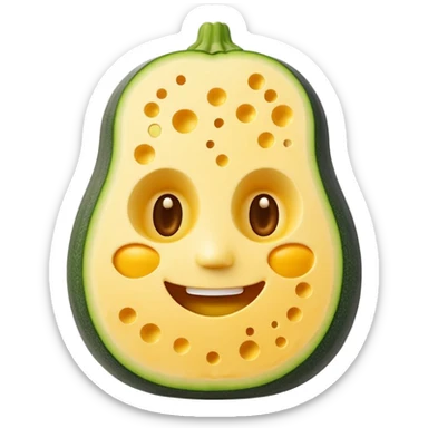 zucchini made out of cheese with a face sticker