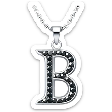Realistic detailed black luxury neklace made from black diamond with the letter R on it sticker