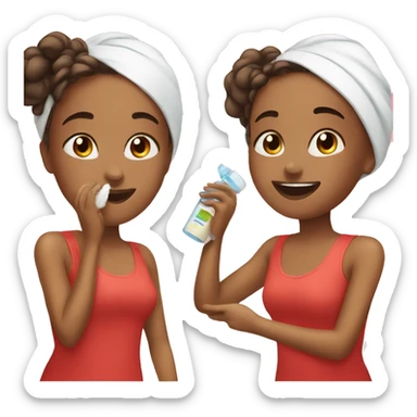 a red hear girl doing skin care routine  sticker