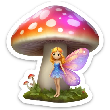 Fairy flying by a mushroom sticker