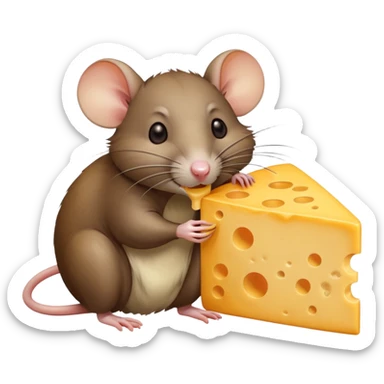 Rat eating cheese sticker