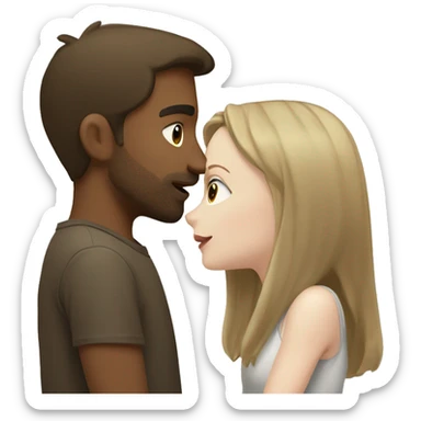 A blonde girl with pale skin kisses a light-skinned brown guy with dark hair sticker