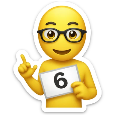 yellow emoji holding a sign with a number 6 on it sticker