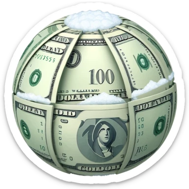 Snow ball with dollar bills  sticker