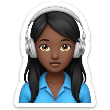 African Virtual Assistant with Black Hair with headphone on sticker