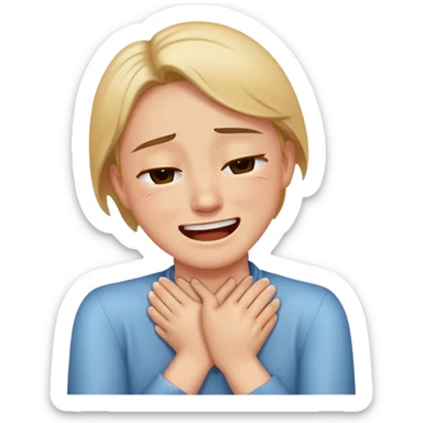 Hands crossed on neck crying laughing  sticker