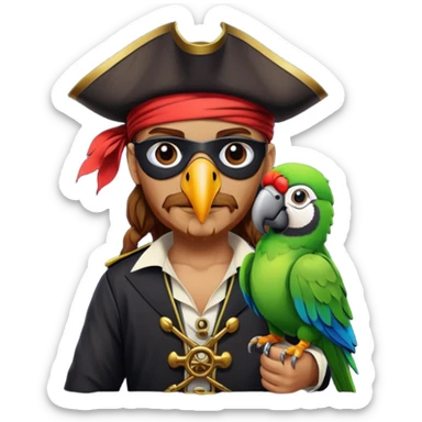 pirate with eye patch and parrot sticker