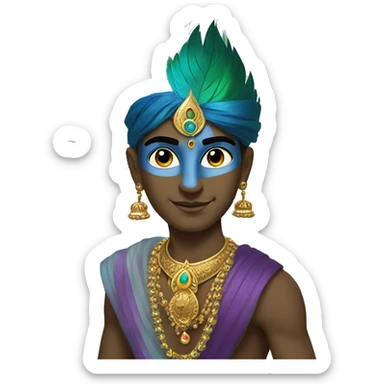 Krishna with peacock feather  sticker