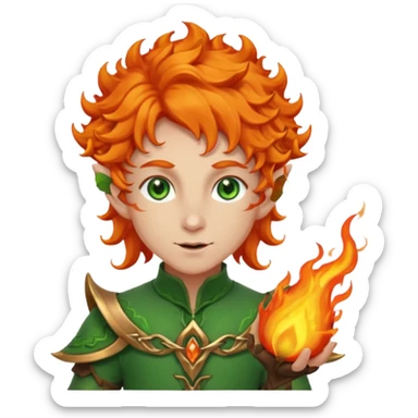 Orange Haired Elf, Archer elf with flaming orange curls sticker
