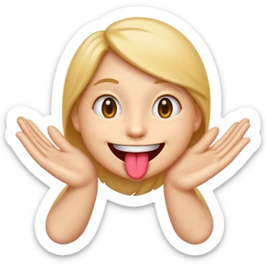 emoji with tongue out with hands on the side swiping outwards sticker