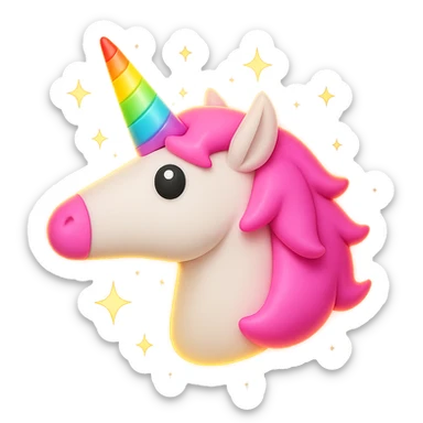 Make this unicorn more magical by adding sparkles and a glowing effect, keeping the same style as the original image. sticker