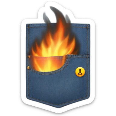 denim pocket on fire with a no sign on the front of the pocket sticker